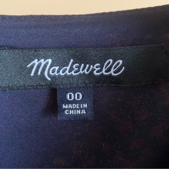 MADEWELL Clover Print Silk Bell Sleeve Dress 00 - Picture 7 of 8